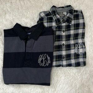MENS rugby and fleece button down with aLm monogram